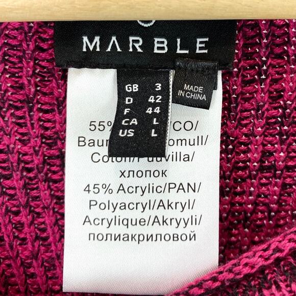 MARBLE Size L Marled Stripe Sweater Side Slit Long Sleeve Pullover Pink Gray - Picture 5 of 6